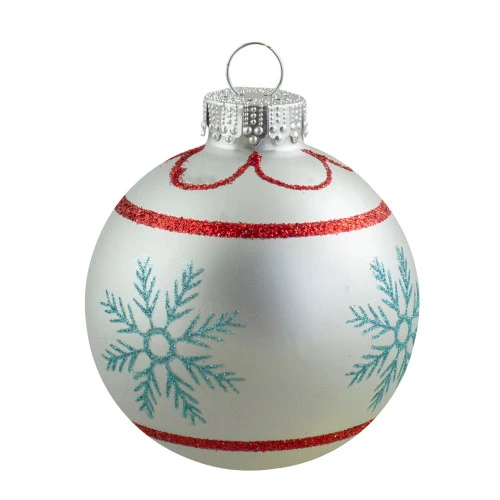 Northlight 4ct Silver And Blue Snowflake Glass Ball Christmas Ornament 2.75" (70mm) 6 Northlight 4ct Silver And Blue Snowflake Glass Ball Christmas Ornament 2.75" (70mm) - Image 6