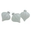 Northlight 3ct Clear And White Matte Frosted Glitter Stripes Glass Christmas Onion Drop Ornaments 3.25" (75mm)