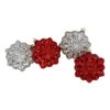 Northlight 4ct Red And Silver Glass Snowflake Hanging Christmas Decorations 3.75-Inch (100mm)