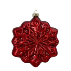 Northlight 4ct Red And Silver Glass Snowflake Hanging Christmas Decorations 3.75-Inch (100mm) -Winter Decor Store northlight wy88839 fix 2 74765.1621620563