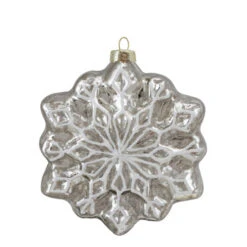 Northlight 4ct Red And Silver Glass Snowflake Hanging Christmas Decorations 3.75-Inch (100mm) -Winter Decor Store northlight wy88839 fix 3 02566.1619192072