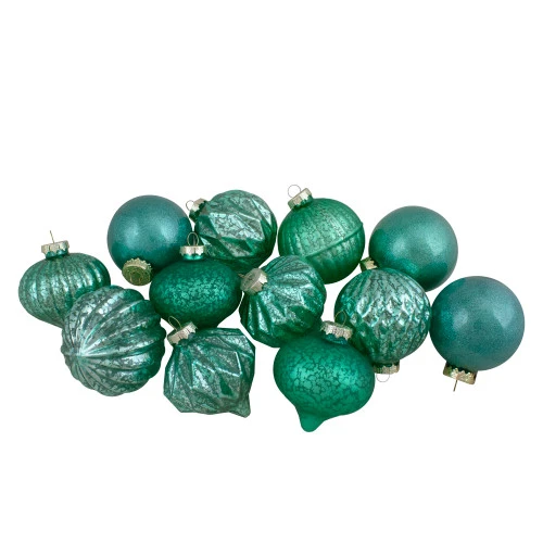 Northlight Set Of 12 Green Finial And Glass Ball Christmas Ornaments 1 Northlight Set Of 12 Green Finial And Glass Ball Christmas Ornaments