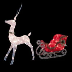 Northlight 51" Lighted White Reindeer With Sleigh Christmas Decoration 8 Northlight 51" Lighted White Reindeer With Sleigh Christmas Decoration -Winter Decor Store northlight y93946 on20black 02579.1680285443