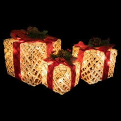 Northlight Set Of 3 Lighted White Rope Gift Box Christmas Decorations 9.75" -Winter Decor Store northlight y93948 on20black201 94461.1677147710