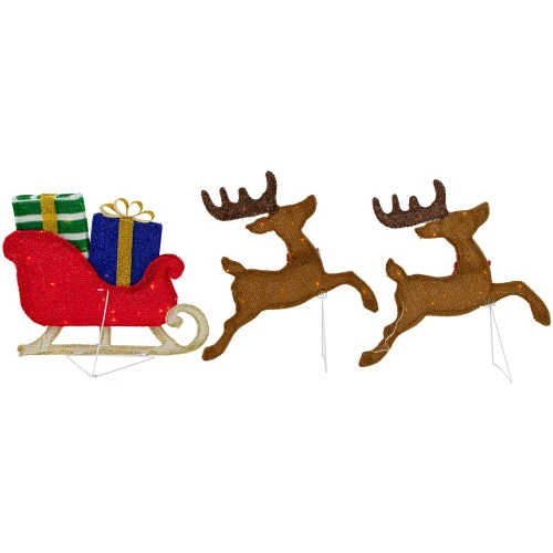 Northlight 59" Lighted Reindeer With Sleigh Christmas Decoration 5 Northlight 59" Lighted Reindeer With Sleigh Christmas Decoration - Image 5