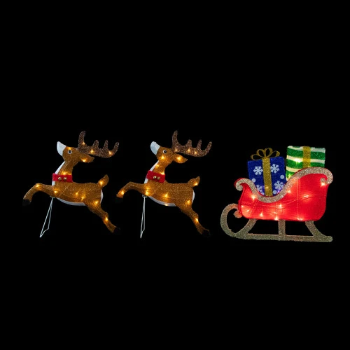 Northlight 59" Lighted Reindeer With Sleigh Christmas Decoration 3 Northlight 59" Lighted Reindeer With Sleigh Christmas Decoration - Image 3