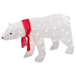 Northlight LED Lighted Tinsel Polar Bear Outdoor Christmas Decoration - 32" - Warm White Lights