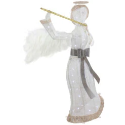 36" LED Lighted Lace Angel With Flute Outdoor Christmas Decoration -Winter Decor Store northlight ye92352 1 74085.1665611637