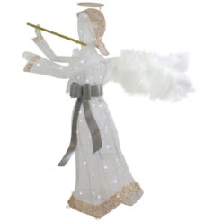 36" LED Lighted Lace Angel With Flute Outdoor Christmas Decoration -Winter Decor Store northlight ye92352 3 01949.1665611637