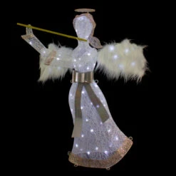 36" LED Lighted Lace Angel With Flute Outdoor Christmas Decoration -Winter Decor Store northlight ye92352 onblack 51208.1665611637