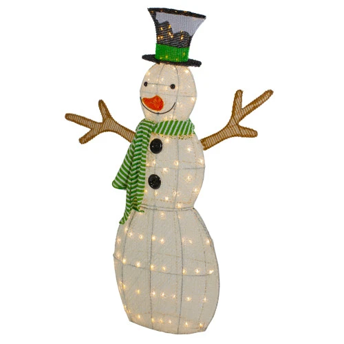 Northlight 43" LED Lighted Snowman With Top Hat And Green Scarf Outdoor Christmas Decoration 5 Northlight 43" LED Lighted Snowman With Top Hat And Green Scarf Outdoor Christmas Decoration - Image 5