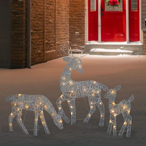 Northlight Set Of 3 LED Lighted White Reindeer Family Outdoor Christmas Decorations 29" 2 Northlight Set Of 3 LED Lighted White Reindeer Family Outdoor Christmas Decorations 29" - Image 2