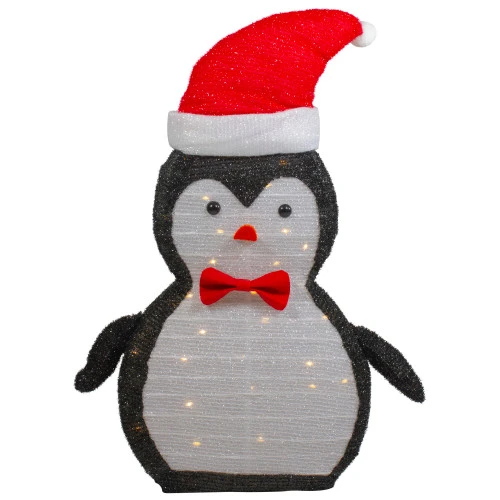 Northlight 28" LED Lighted Tinsel Penguin In Santa Hat Outdoor Christmas Decoration 1 Northlight 28" LED Lighted Tinsel Penguin In Santa Hat Outdoor Christmas Decoration