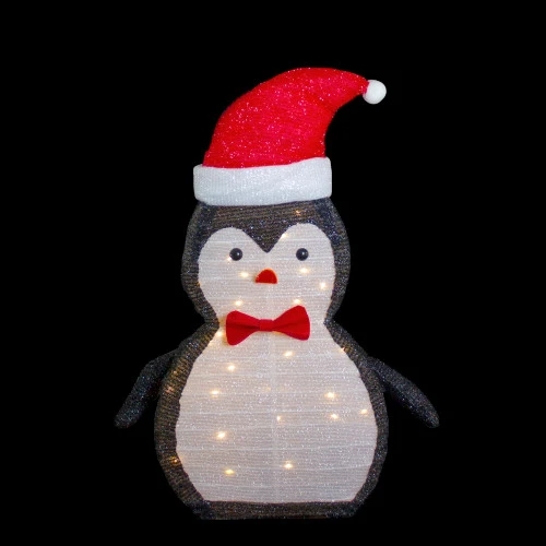 Northlight 28" LED Lighted Tinsel Penguin In Santa Hat Outdoor Christmas Decoration 3 Northlight 28" LED Lighted Tinsel Penguin In Santa Hat Outdoor Christmas Decoration - Image 3
