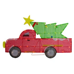 Northlight 36" LED Lighted Red Truck With Christmas Tree Outdoor Decoration
