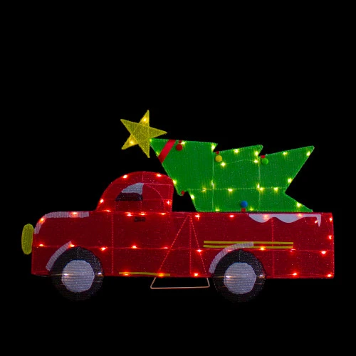 Northlight 36" LED Lighted Red Truck With Christmas Tree Outdoor Decoration 3 Northlight 36" LED Lighted Red Truck With Christmas Tree Outdoor Decoration - Image 3