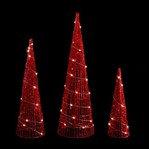 Northlight LED Lighted Glitter Cone Tree Outdoor Christmas Decorations - 23.5" - Set Of 3 3 Northlight LED Lighted Glitter Cone Tree Outdoor Christmas Decorations - 23.5" - Set Of 3 - Image 3