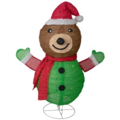 25" Pop-up Bear Wearing Santa Hat Outdoor Christmas Decoration