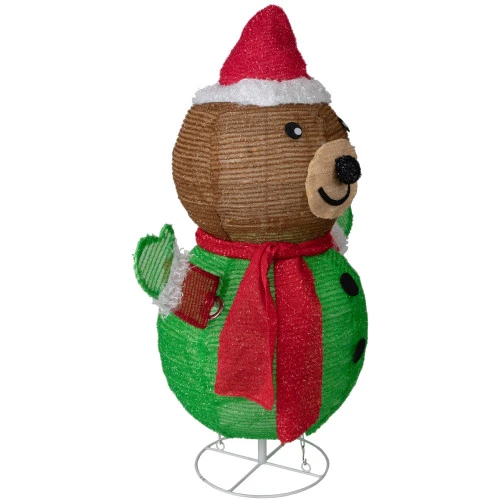 25" Pop-up Bear Wearing Santa Hat Outdoor Christmas Decoration 4 25" Pop-up Bear Wearing Santa Hat Outdoor Christmas Decoration - Image 4
