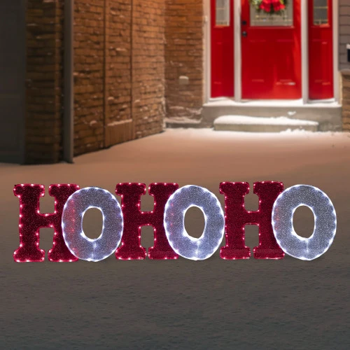 Northlight LED Lighted "Ho Ho Ho" Outdoor Christmas Decoration - 76.75" - Red And White Lights 2 Northlight LED Lighted "Ho Ho Ho" Outdoor Christmas Decoration - 76.75" - Red And White Lights - Image 2