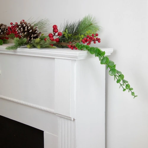 Northlight Berry Pine And Eucalyptus Artificial Christmas Garland - 5' X 10" - Unlit 2 Northlight Berry Pine And Eucalyptus Artificial Christmas Garland - 5' X 10" - Unlit - Image 2