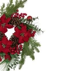 Northlight Berry And Poinsettia Artificial Christmas Wreath - 22" - Unlit -Winter Decor Store northlight yk93229 220copy 16946.1654189177