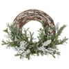 Northlight Artificial Christmas Twig Wreath With Frosted Foliage And Berries, 24-Inch, Unlit
