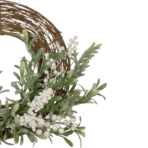 Northlight Artificial Christmas Twig Wreath With Frosted Foliage And Berries, 24-Inch, Unlit 4 Northlight Artificial Christmas Twig Wreath With Frosted Foliage And Berries, 24-Inch, Unlit - Image 4