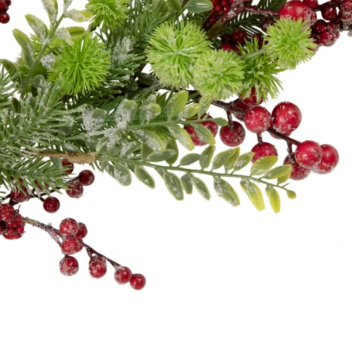 Northlight 5' X 8" Frosted Red Berry And Pine Artificial Christmas Garland, Unlit 3 Northlight 5' X 8" Frosted Red Berry And Pine Artificial Christmas Garland, Unlit - Image 3