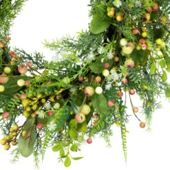 Berry And Crabapple Fern Foliage Spring Wreath - 22" 11 Berry And Crabapple Fern Foliage Spring Wreath - 22" -Winter Decor Store northlight yk95696 02 55343.1707072530