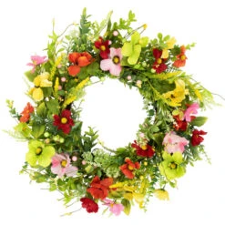 Poppy And Eucalyptus Spring Wreath - 26" - Red And Yellow