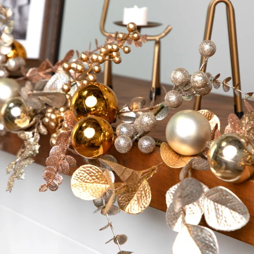 Northlight Glittered Mixed Leaves And Berries Artificial Christmas Garland - 6' X 9" - Unlit 5 Northlight Glittered Mixed Leaves And Berries Artificial Christmas Garland - 6' X 9" - Unlit - Image 5