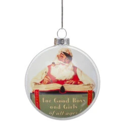 Northlight 3" Norman Rockwell 'No Christmas Problem Now' Glass Disc Ornament