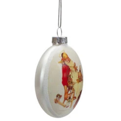 Northlight 3" Norman Rockwell 'Santa And His Helpers' Glass Christmas Disc Ornament -Winter Decor Store northlight yl93413 2 84522.1645750080