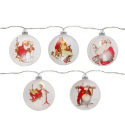 Northlight Set Of 5 Glass Norman Rockwell Christmas Disc Lights