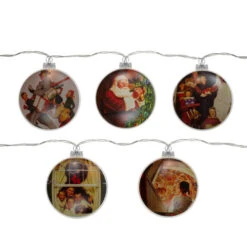 Northlight Set Of 5 Norman Rockwell Glass Christmas Disc Lights