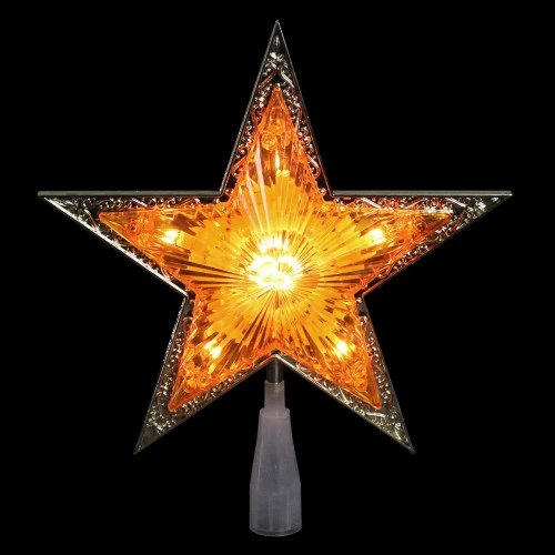 Northlight 9" Pre-Lit Gold And Amber Crystal 5 Point Star Christmas Tree Topper - Clear Lights 2 Northlight 9" Pre-Lit Gold And Amber Crystal 5 Point Star Christmas Tree Topper - Clear Lights - Image 2