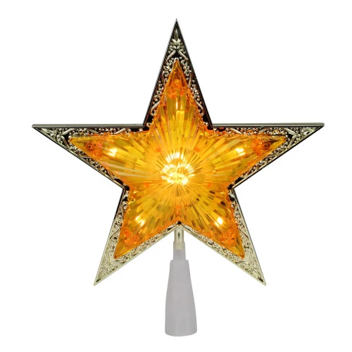 Northlight 9" Pre-Lit Gold And Amber Crystal 5 Point Star Christmas Tree Topper - Clear Lights 1 Northlight 9" Pre-Lit Gold And Amber Crystal 5 Point Star Christmas Tree Topper - Clear Lights