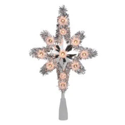 11" Silver Lighted Tinsel Star Of Bethlehem Christmas Tree Topper - Clear Lights