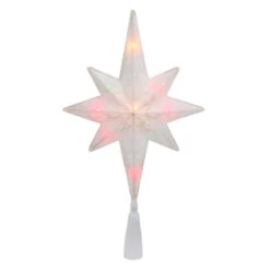 Northlight 11" White Frosted Bethlehem Star With Gold Scrolling Christmas Tree Topper - Multi Lights