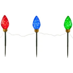 Northlight LED Lighted C9 Style Christmas Pathway Lawn Stakes - 3 Ft - Multi - 3-Count