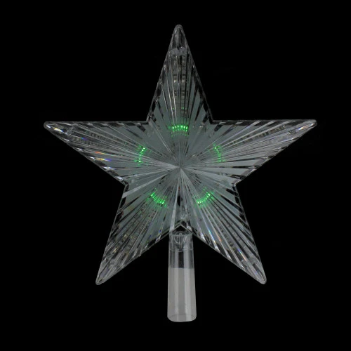 Northlight Lighted Flashing Crystal Star Christmas Tree Topper - 9" - Multicolor LED Lights 2 Northlight Lighted Flashing Crystal Star Christmas Tree Topper - 9" - Multicolor LED Lights - Image 2