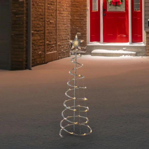 Northlight LED Lighted Spiral Cone Tree Outdoor Christmas Decoration - 4' - Warm White Lights 2 Northlight LED Lighted Spiral Cone Tree Outdoor Christmas Decoration - 4' - Warm White Lights - Image 2