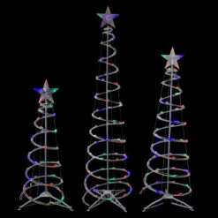 Northlight Set Of 3 LED Lighted Multi-Color Outdoor Spiral Christmas Cone Trees 3', 4', And 6' -Winter Decor Store northlight ys92338 2 52042.1663946662