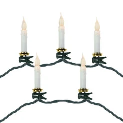 10ct Flickering LED Clip On Candle Christmas Lights, 7' Green Wire