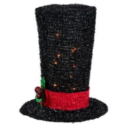 9.25" Lighted Black Tinsel Top Hat Christmas Tree Topper, Clear Lights -Winter Decor Store northlight ys93825 3 35314.1663087206