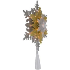 Northlight 13.75" Lighted Gold And Silver Snowflake Christmas Tree Topper, Clear Lights -Winter Decor Store northlight ys93829 4 79712.1677147728