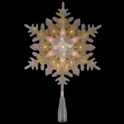 Northlight 13.75" Lighted Gold And Silver Snowflake Christmas Tree Topper, Clear Lights -Winter Decor Store northlight ys93829 onblack 21054.1677147728