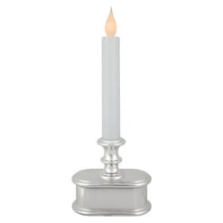 Northlight 9.25" Pre-Lit LED White And Silver Lighted Christmas Candle Lamp