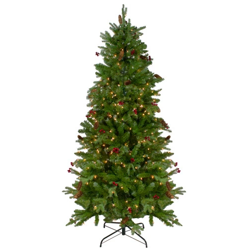 Northlight Real Touch™? Pre-Lit Medium Mixed Winter Berry Pine Artificial Christmas Tree - 6.5' - Clear Lights 1 Northlight Real Touch™? Pre-Lit Medium Mixed Winter Berry Pine Artificial Christmas Tree - 6.5' - Clear Lights